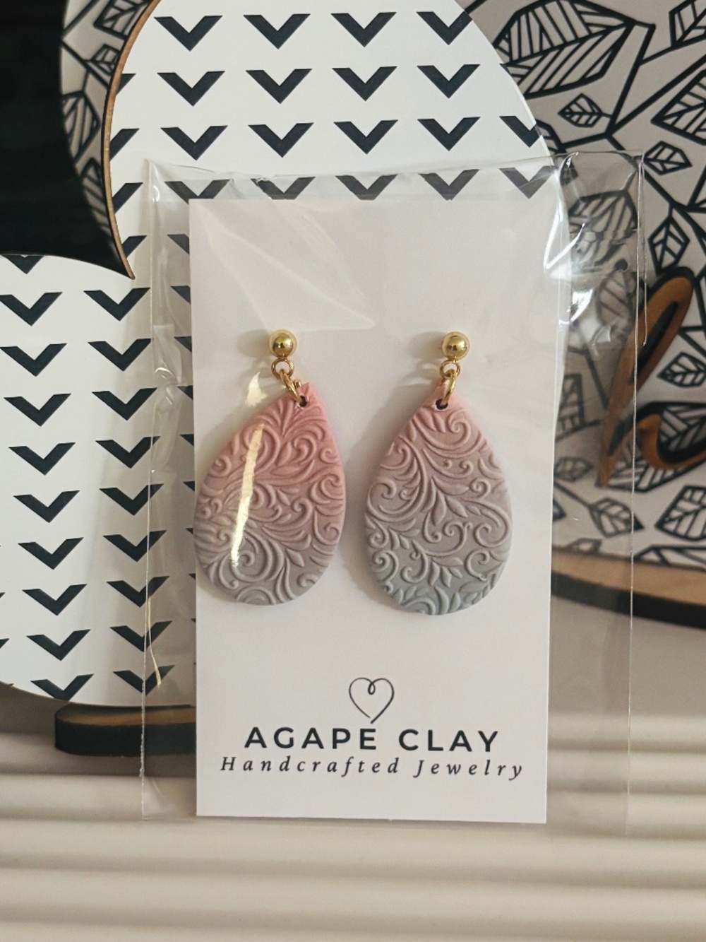 Polymer Clay Ombre Teardrop Earrings